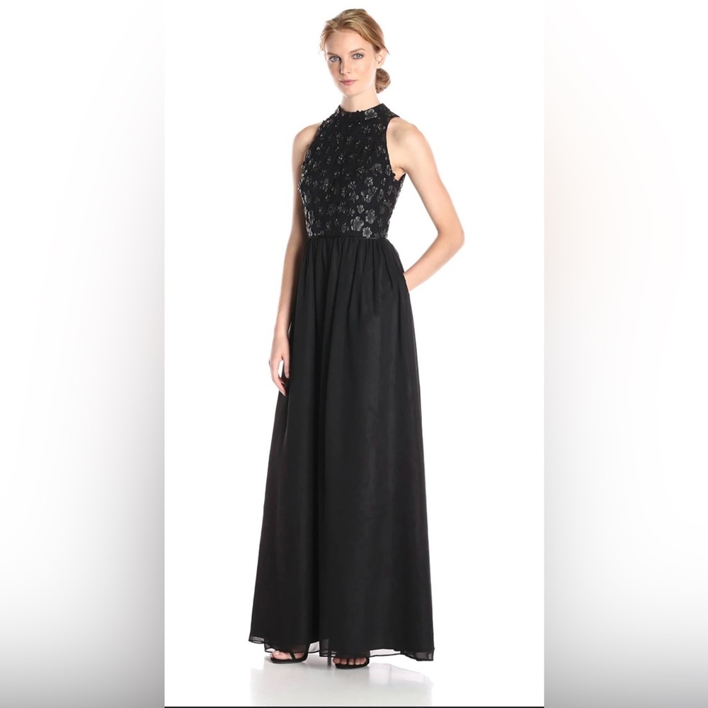 NWT, Never Worn or Altered “Adrianna Papell” Halter Floral Bodice A-Line Dress